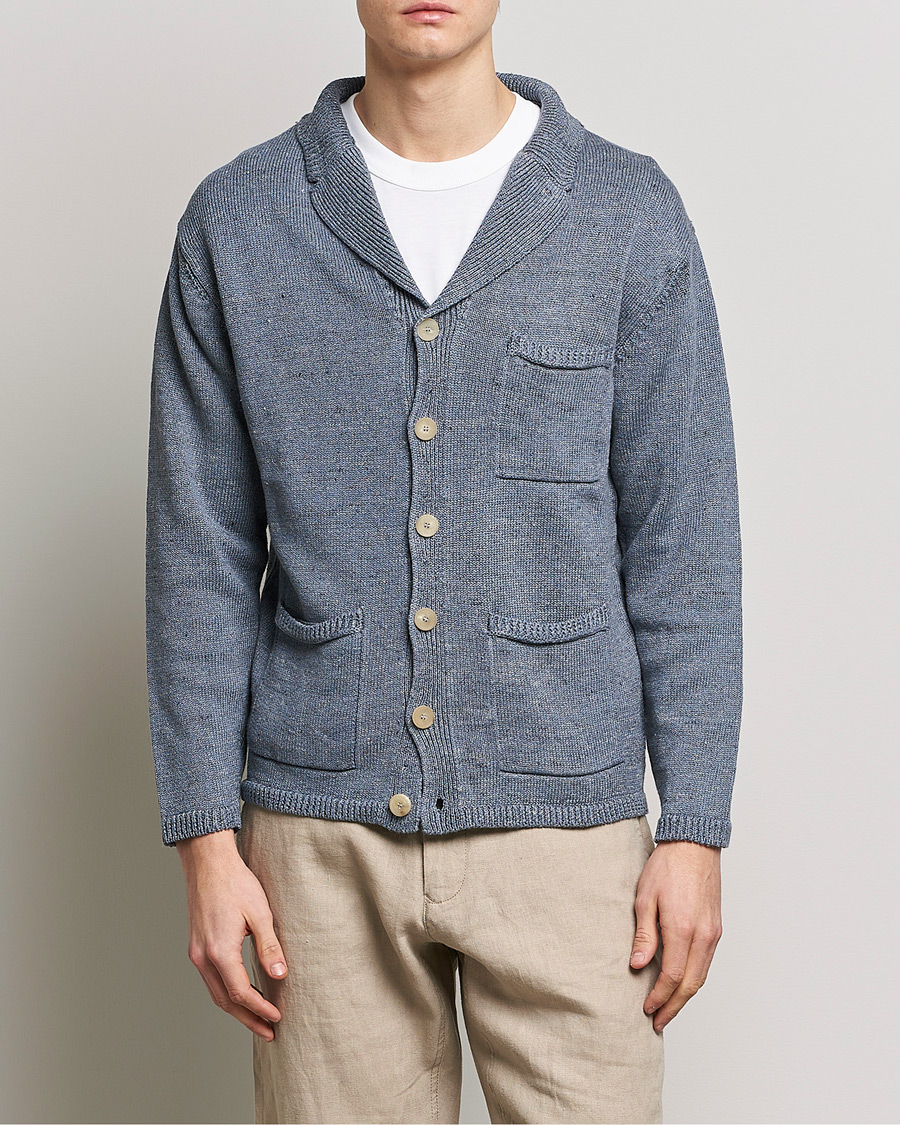 Heren | Truien | Inis Meáin | Washed Linen Pub Jacket Stone