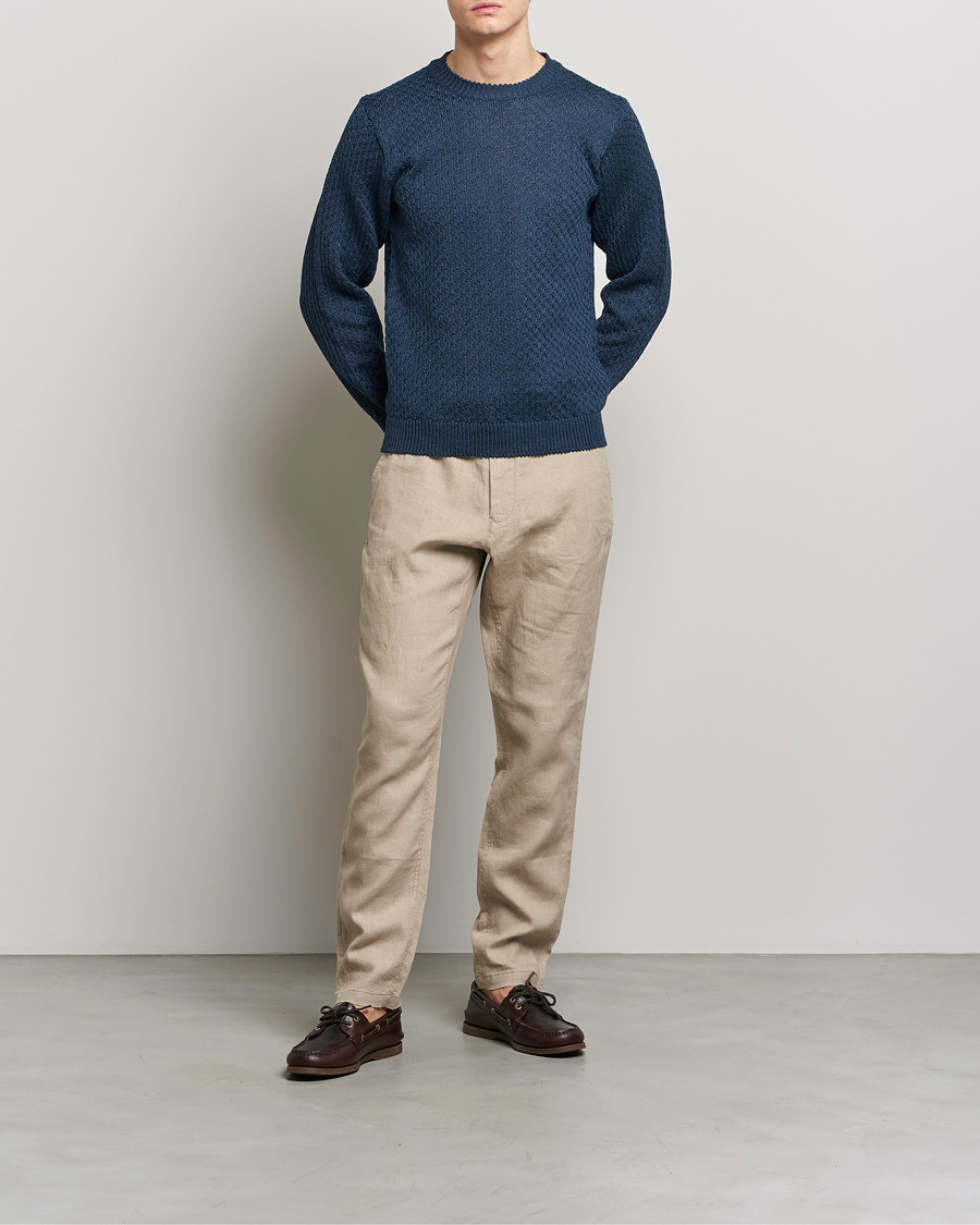 Homme | Pulls Et Tricots | Inis Meáin | Fishnet Linen Sweater Blueberry