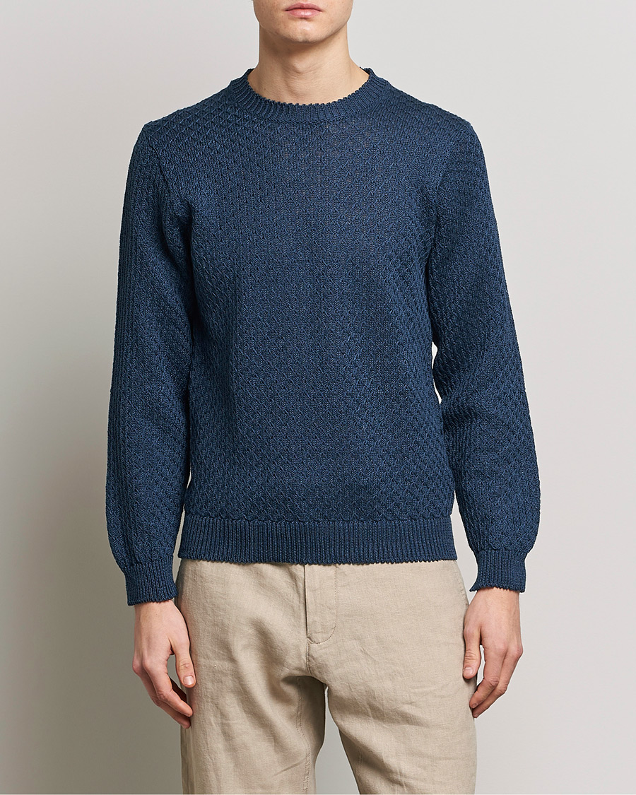 Homme | Pulls Et Tricots | Inis Meáin | Fishnet Linen Sweater Blueberry