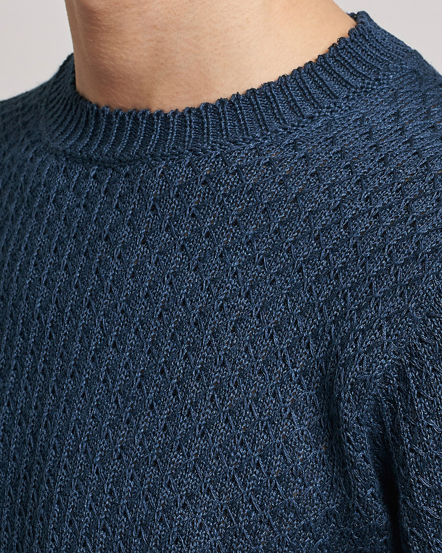 Homme | Pulls Et Tricots | Inis Meáin | Fishnet Linen Sweater Blueberry