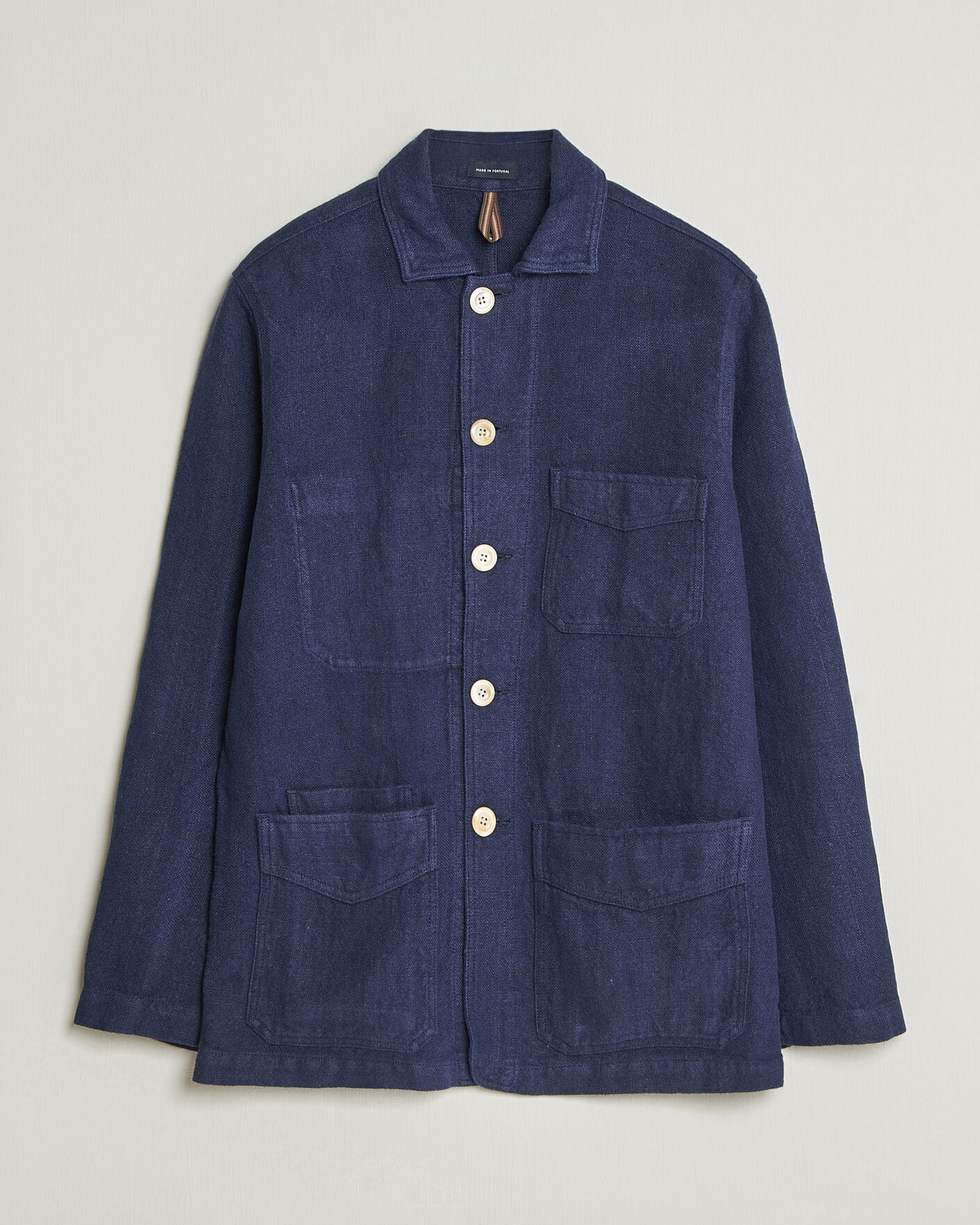 Heren | Jassen | Drake's | Heavy Linen 5-Pocket Chore Jacket Navy
