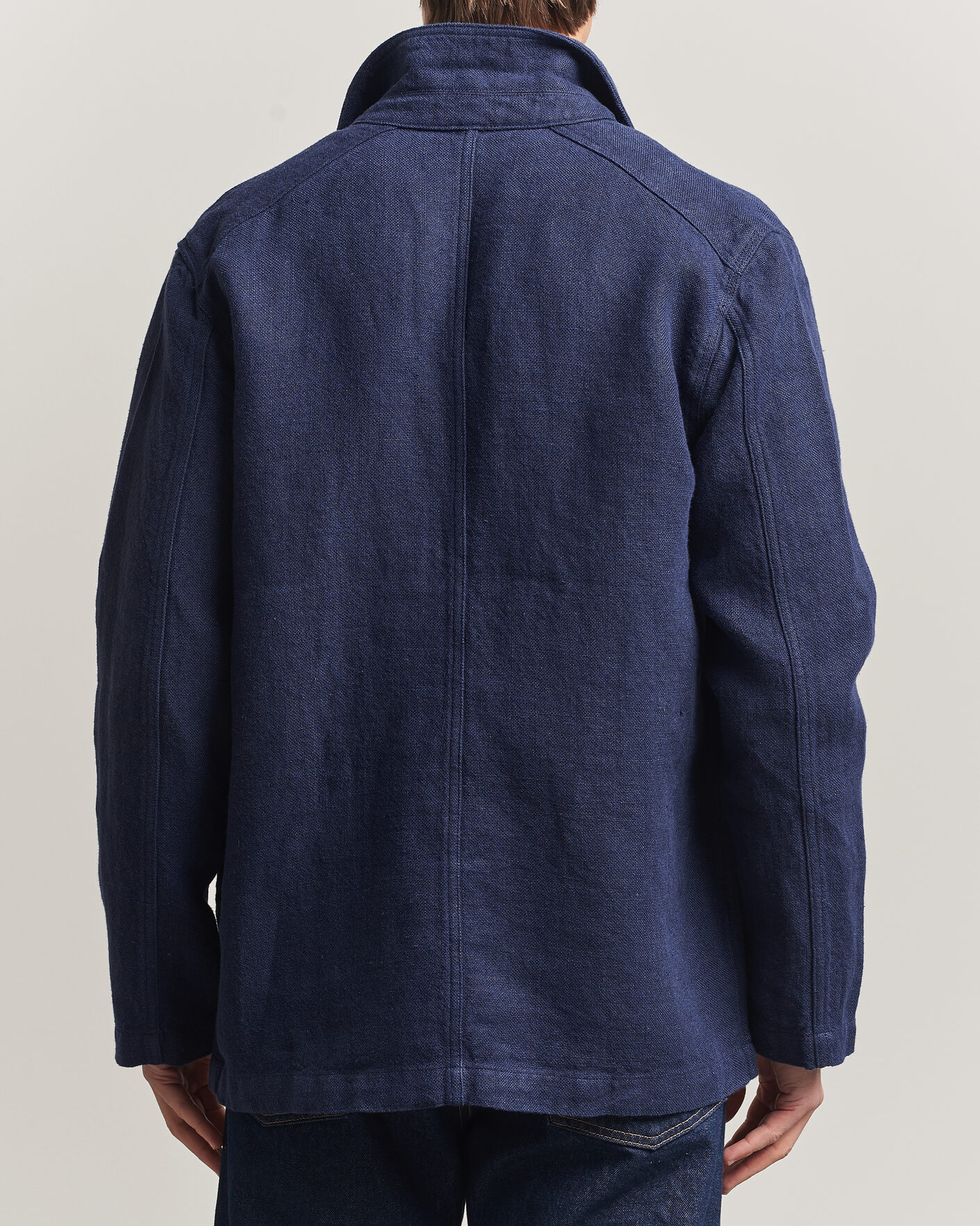 Heren | Jassen | Drake's | Heavy Linen 5-Pocket Chore Jacket Navy