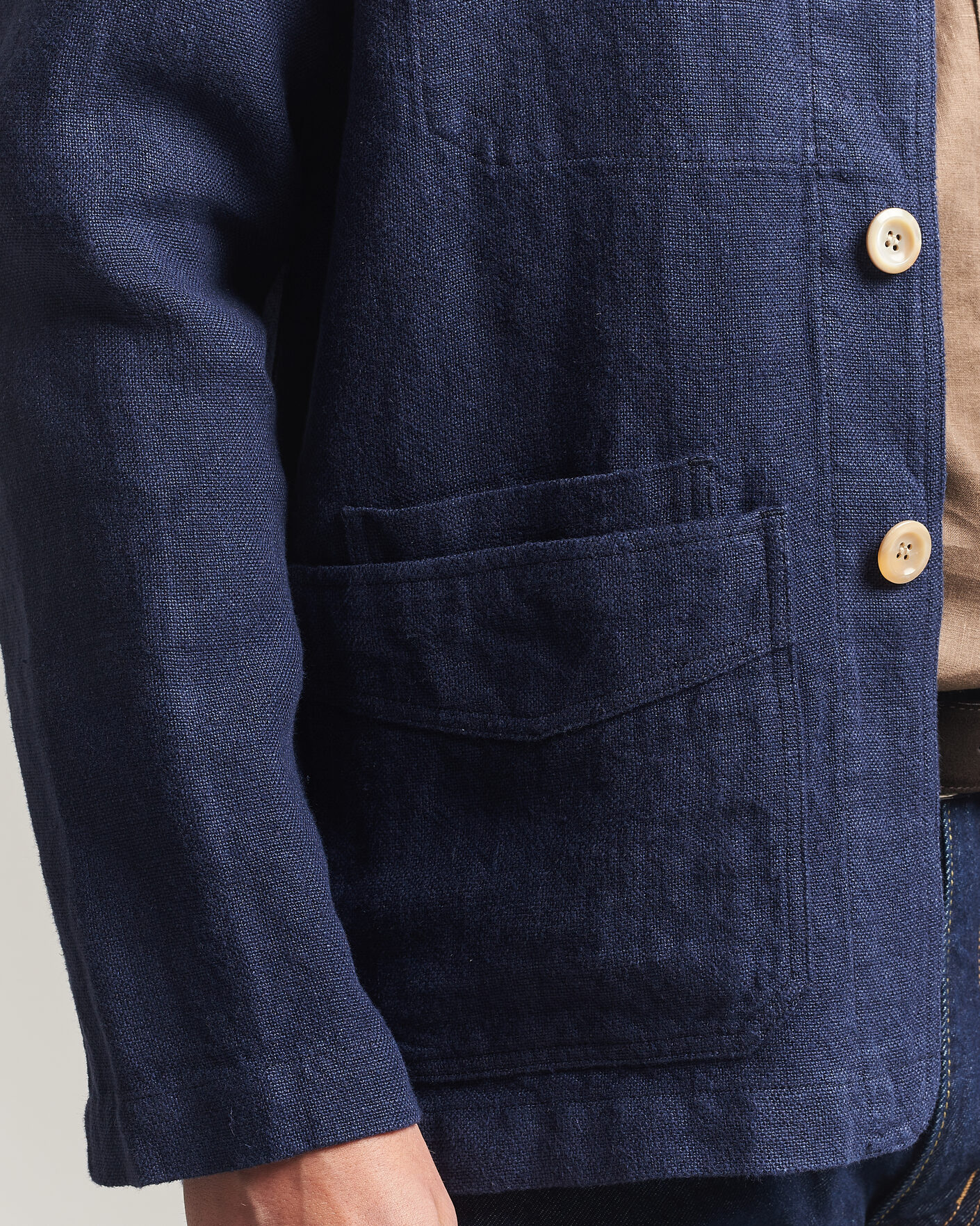 Heren | Jassen | Drake's | Heavy Linen 5-Pocket Chore Jacket Navy