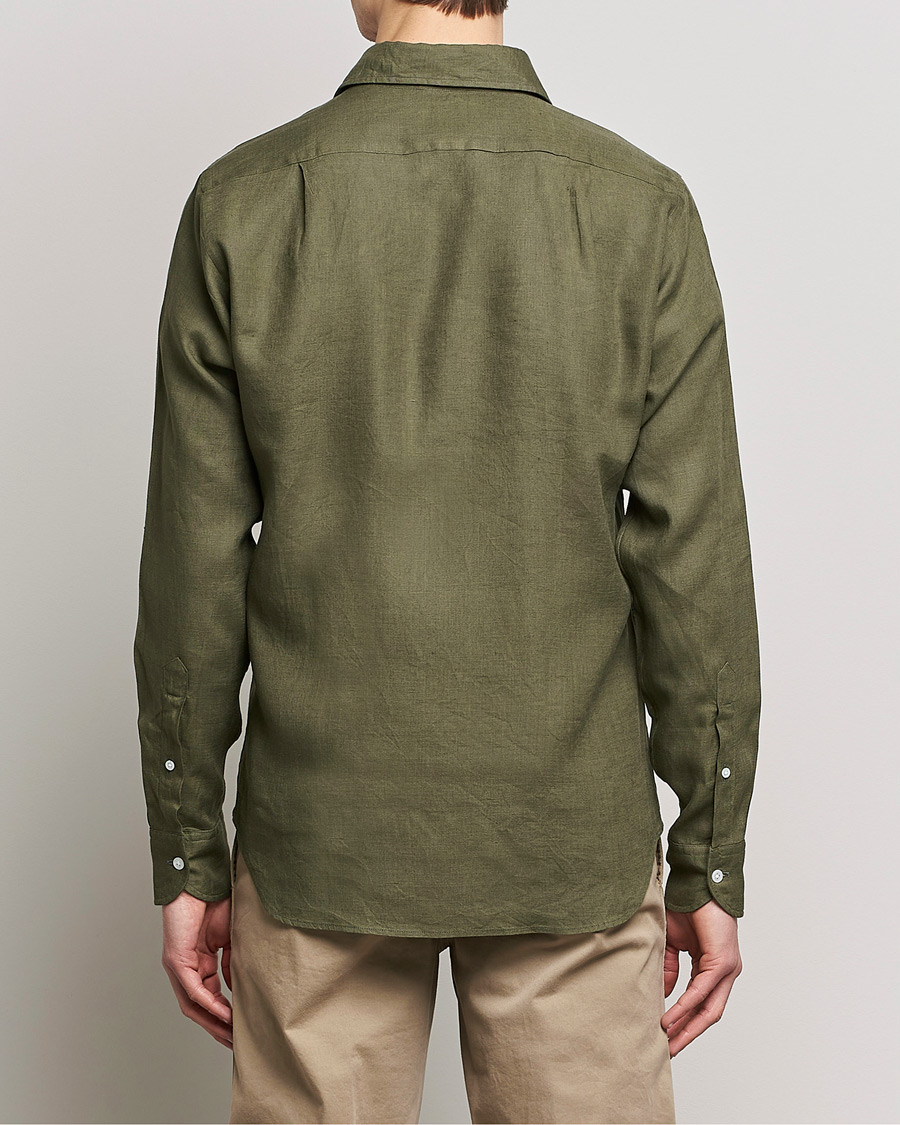 Heren | Overhemden | Drake's | Linen Summer Shirt Green