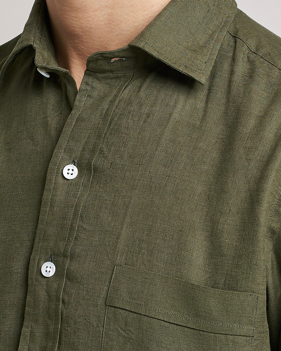 Heren | Overhemden | Drake's | Linen Summer Shirt Green