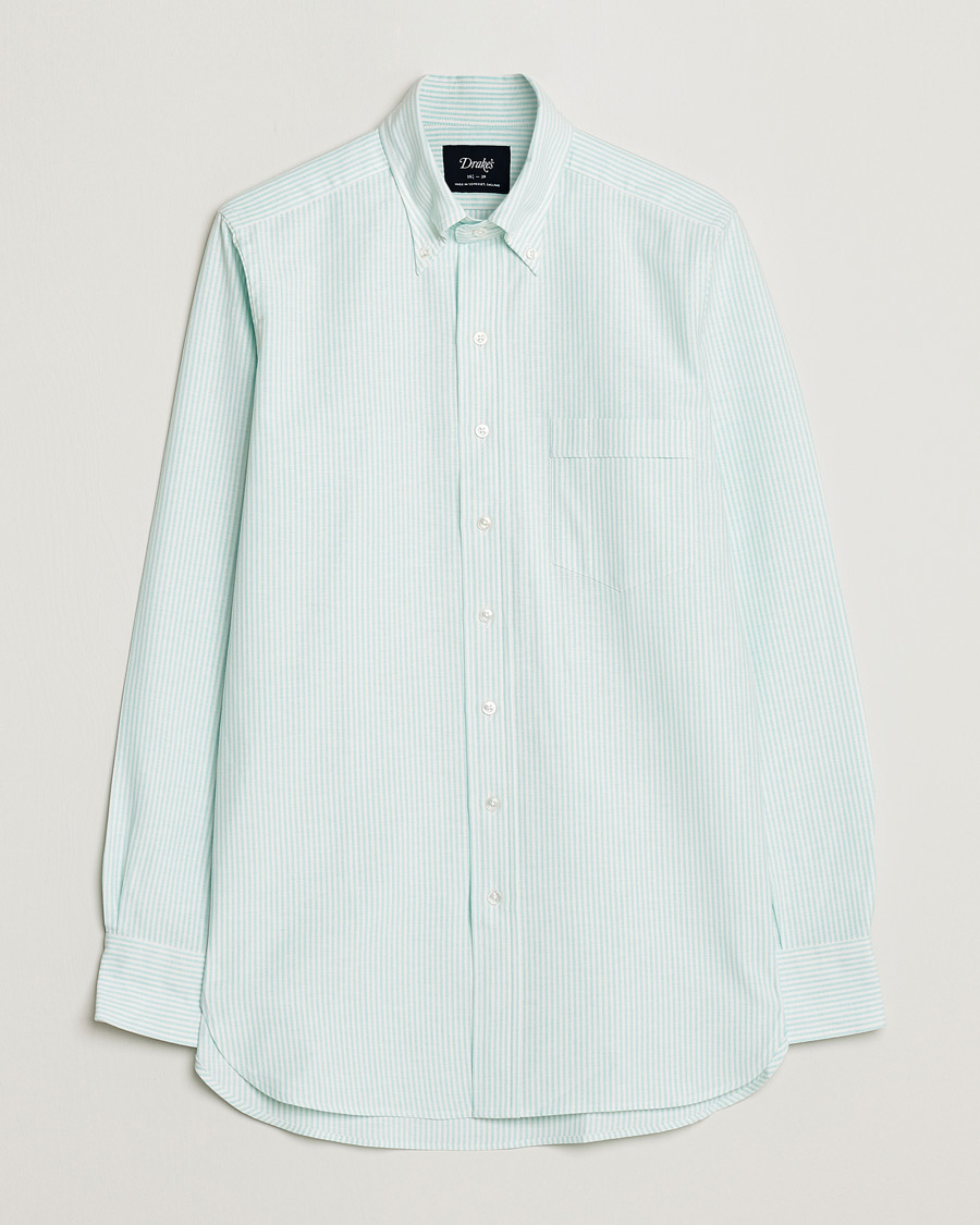 Homme | Chemises | Drake's | Striped Button Down Oxford Shirt Green