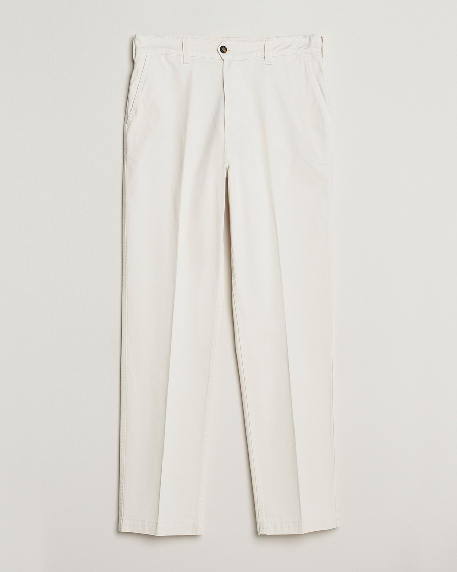Homme | Pantalons | Drake's | Flat Front Cotton Chino Ecru