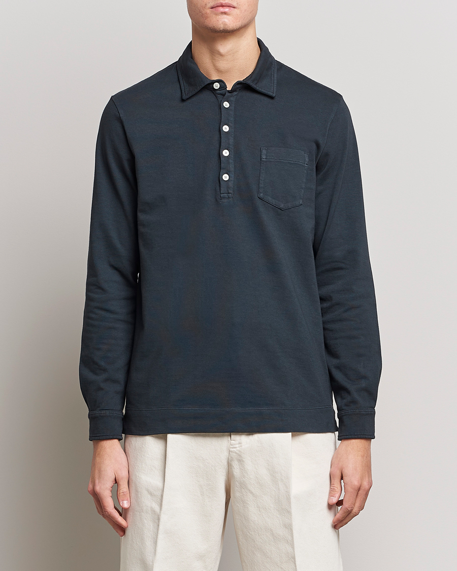 Homme | Pulls Et Tricots | Massimo Alba | Ischia Long Sleeve Cotton Polo Washed Black
