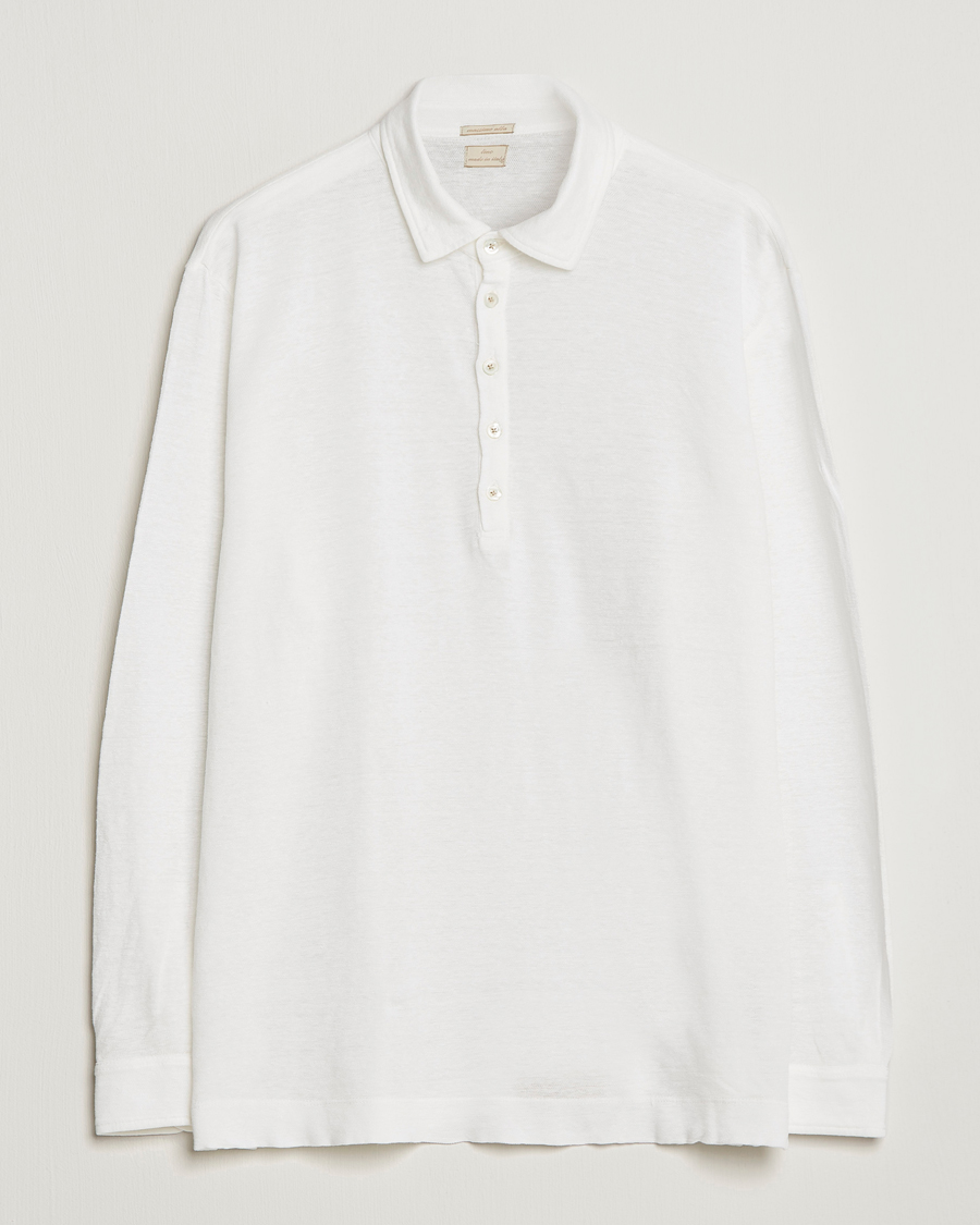 Homme | Pulls Et Tricots | Massimo Alba | Raya Long Sleeve Linen Polo White