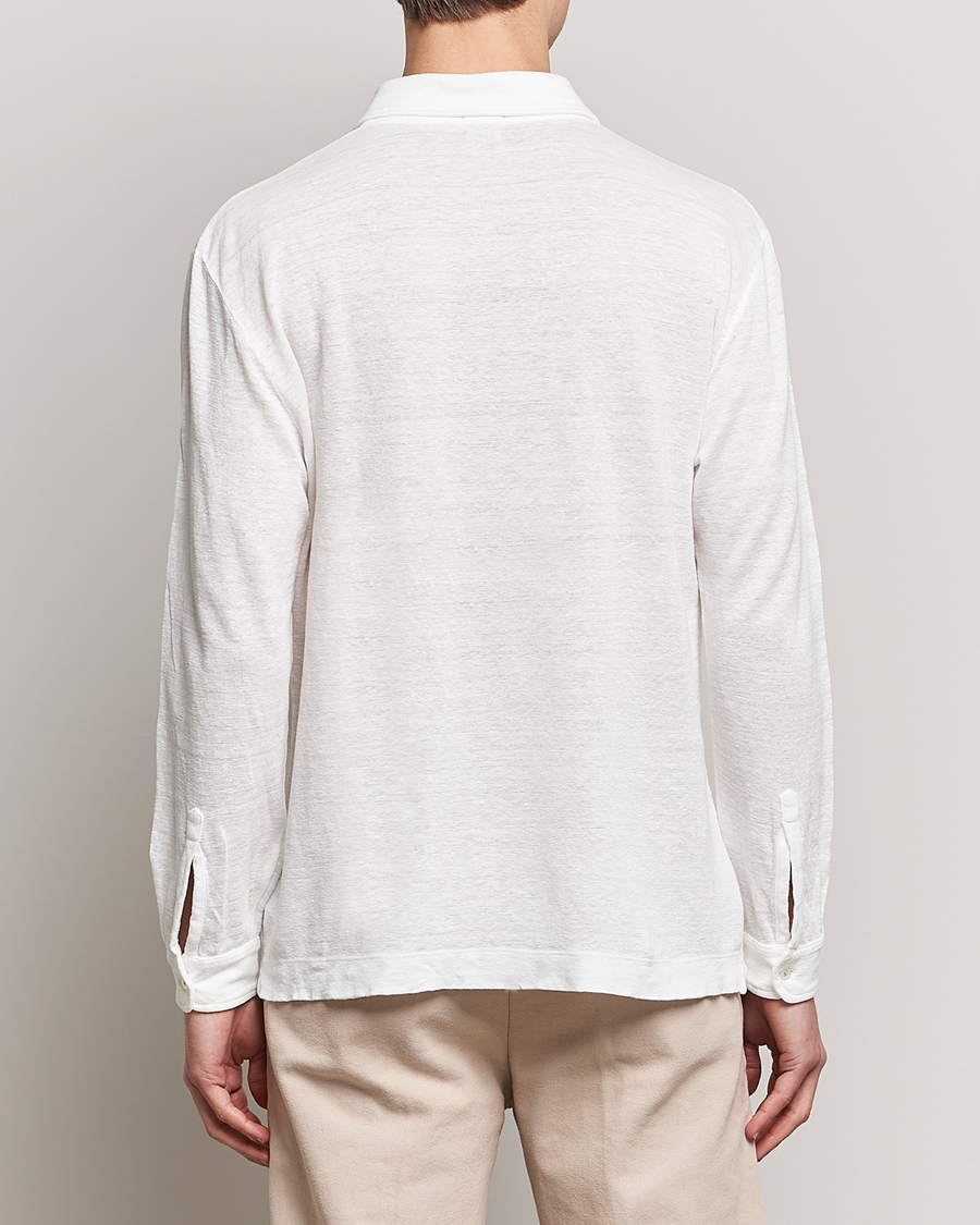 Homme | Pulls Et Tricots | Massimo Alba | Raya Long Sleeve Linen Polo White
