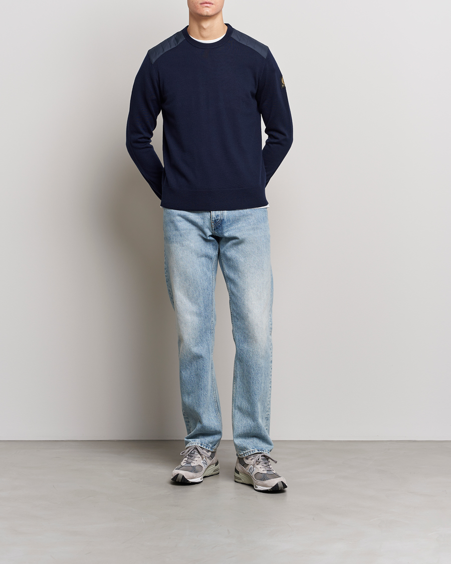 Homme | Pulls Et Tricots | Belstaff | Kerrigan Crew Neck Merino Sweatshirt Washed Navy