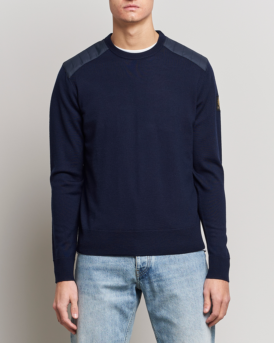 Homme | Pulls Et Tricots | Belstaff | Kerrigan Crew Neck Merino Sweatshirt Washed Navy