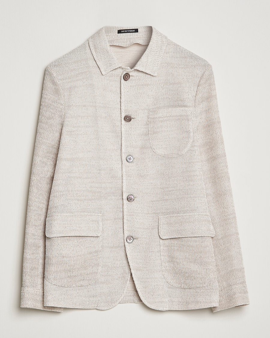 Homme | Blazers | Emporio Armani | Cotton Knitted Jacket Sand