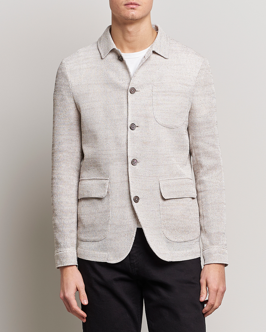 Homme | Blazers | Emporio Armani | Cotton Knitted Jacket Sand
