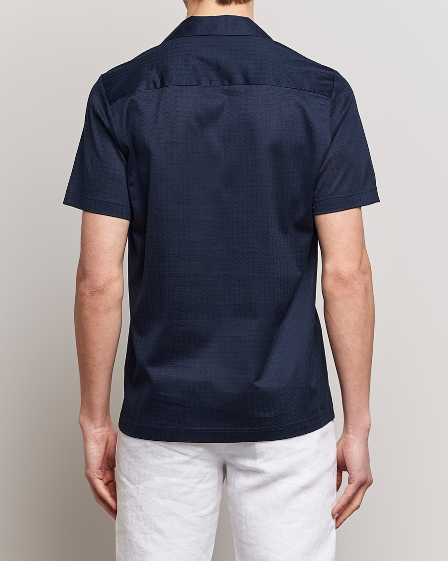 Heren | Polo's | Eton | Filo Di Scozia Open Collor Shirt Navy Blue