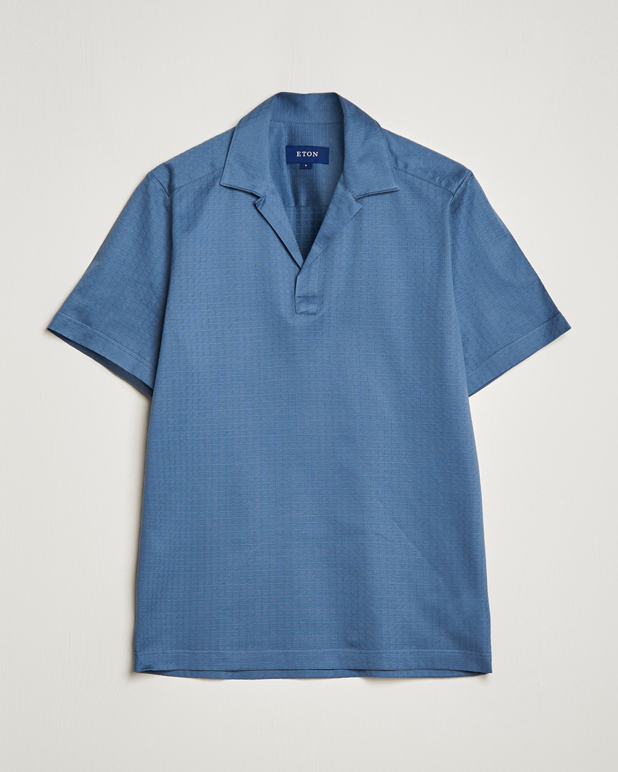 Homme | Polos | Eton | Filo Di Scozia Open Collor Shirt Light Blue