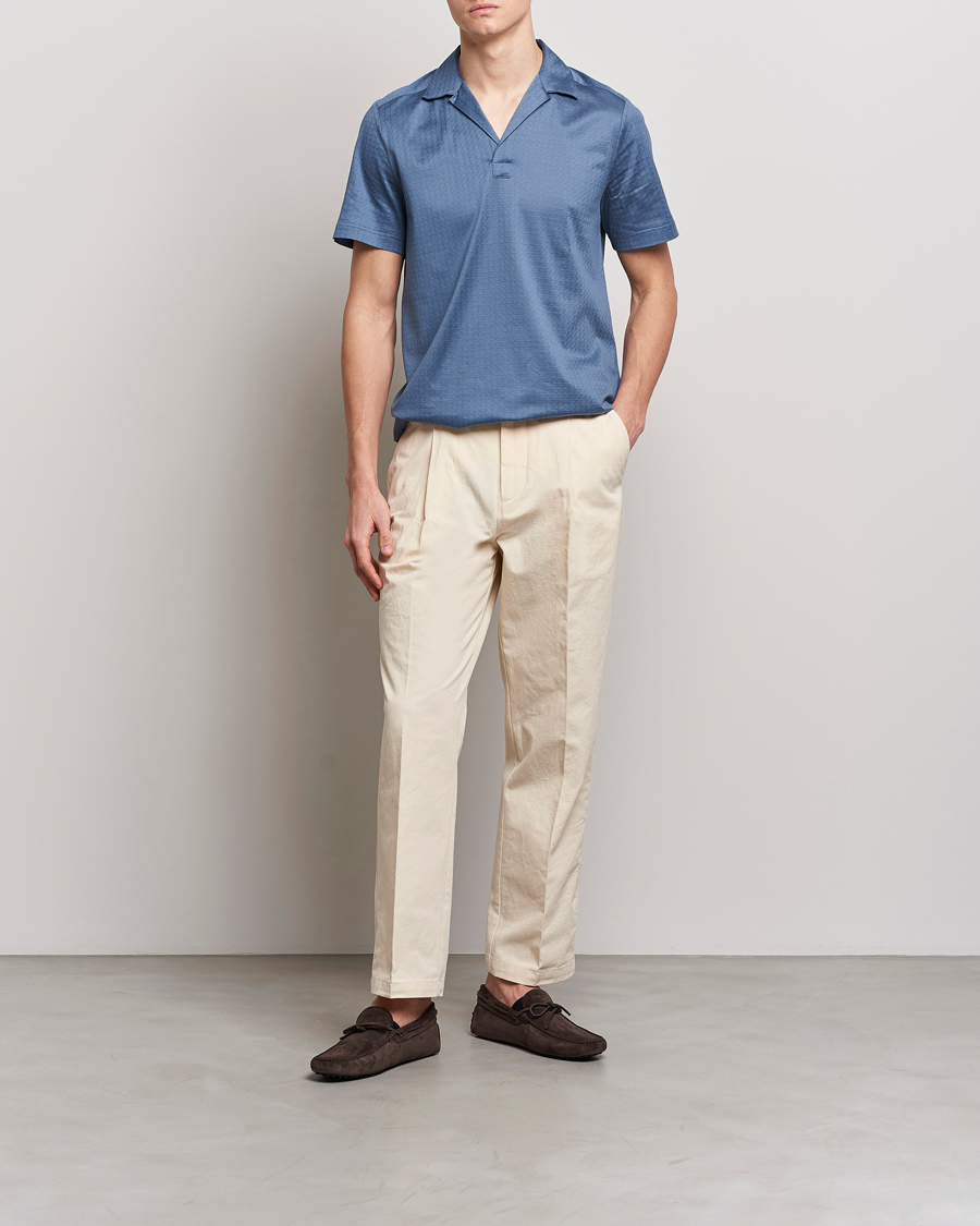 Homme | Polos | Eton | Filo Di Scozia Open Collor Shirt Light Blue