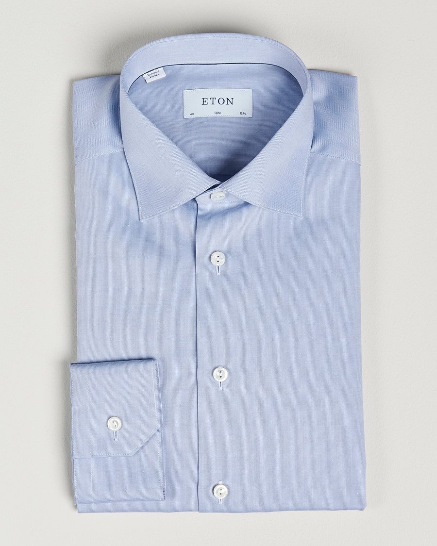 Heren | Overhemden | Eton | Fine Pique Shirt Light blue
