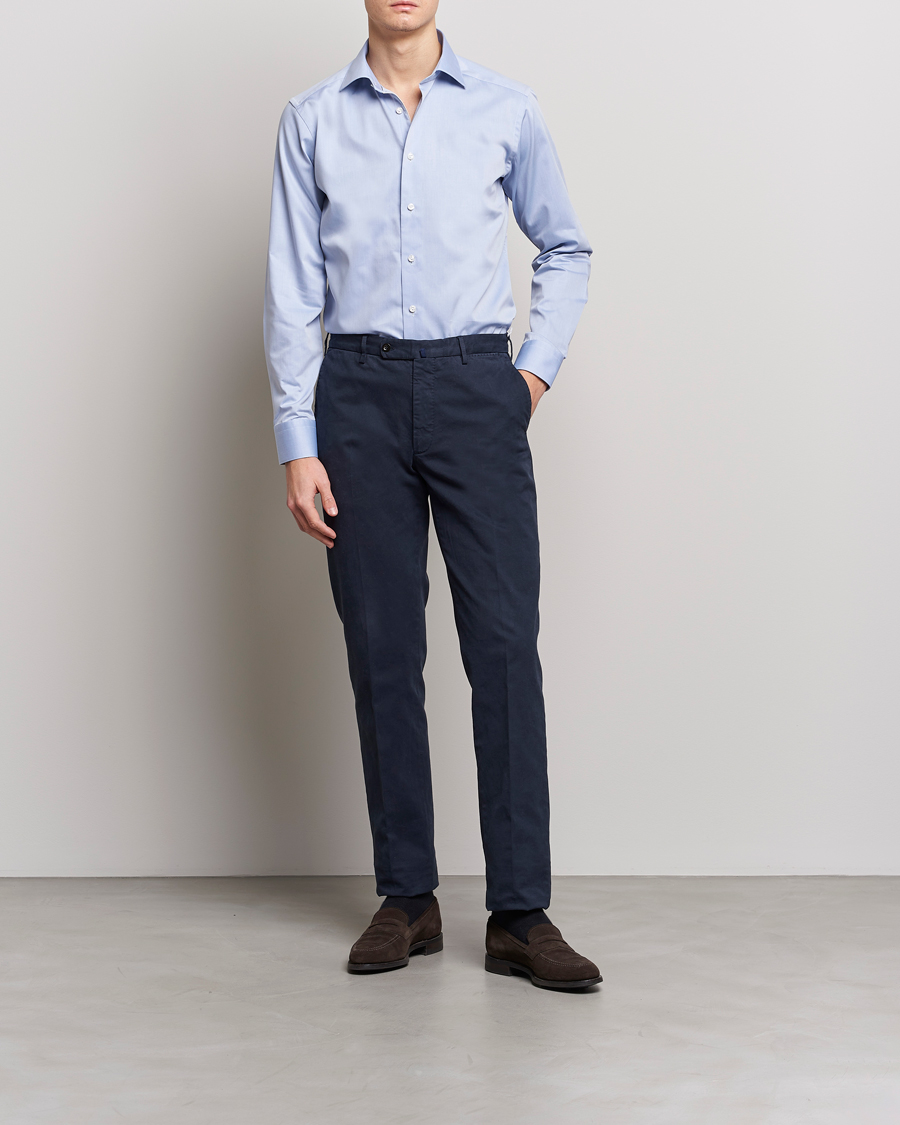 Heren | Overhemden | Eton | Fine Pique Shirt Light blue