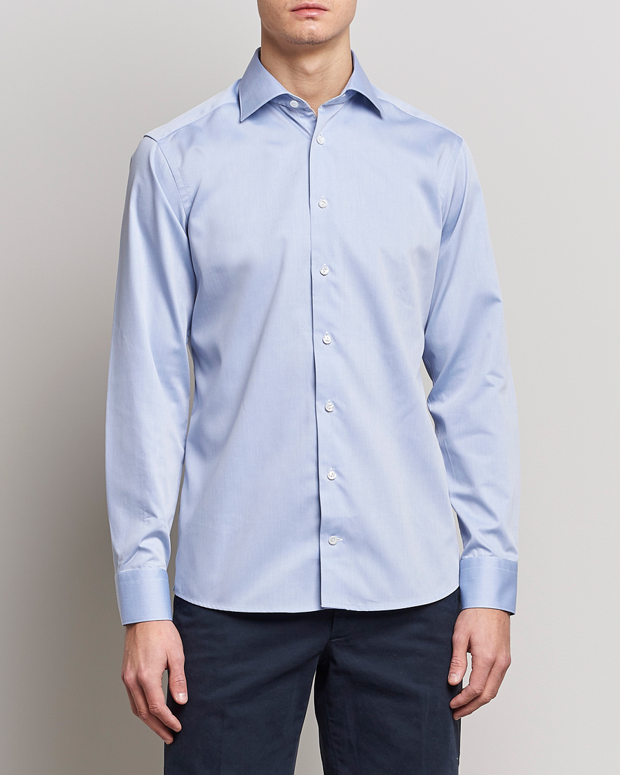 Heren | Overhemden | Eton | Fine Pique Shirt Light blue