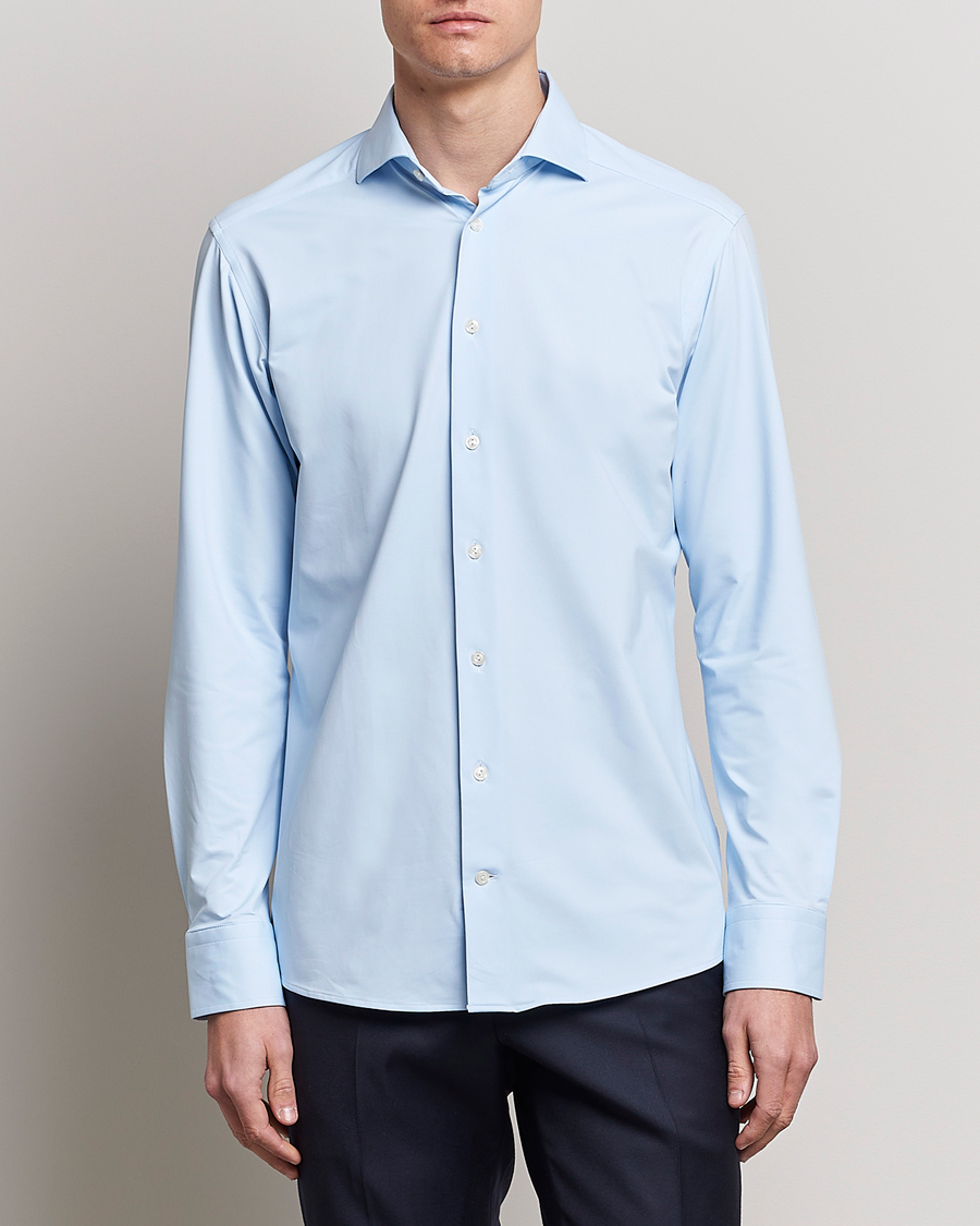 Heren | Overhemden | Eton | Slim Fit Four Way Stretch Shirt Light Blue