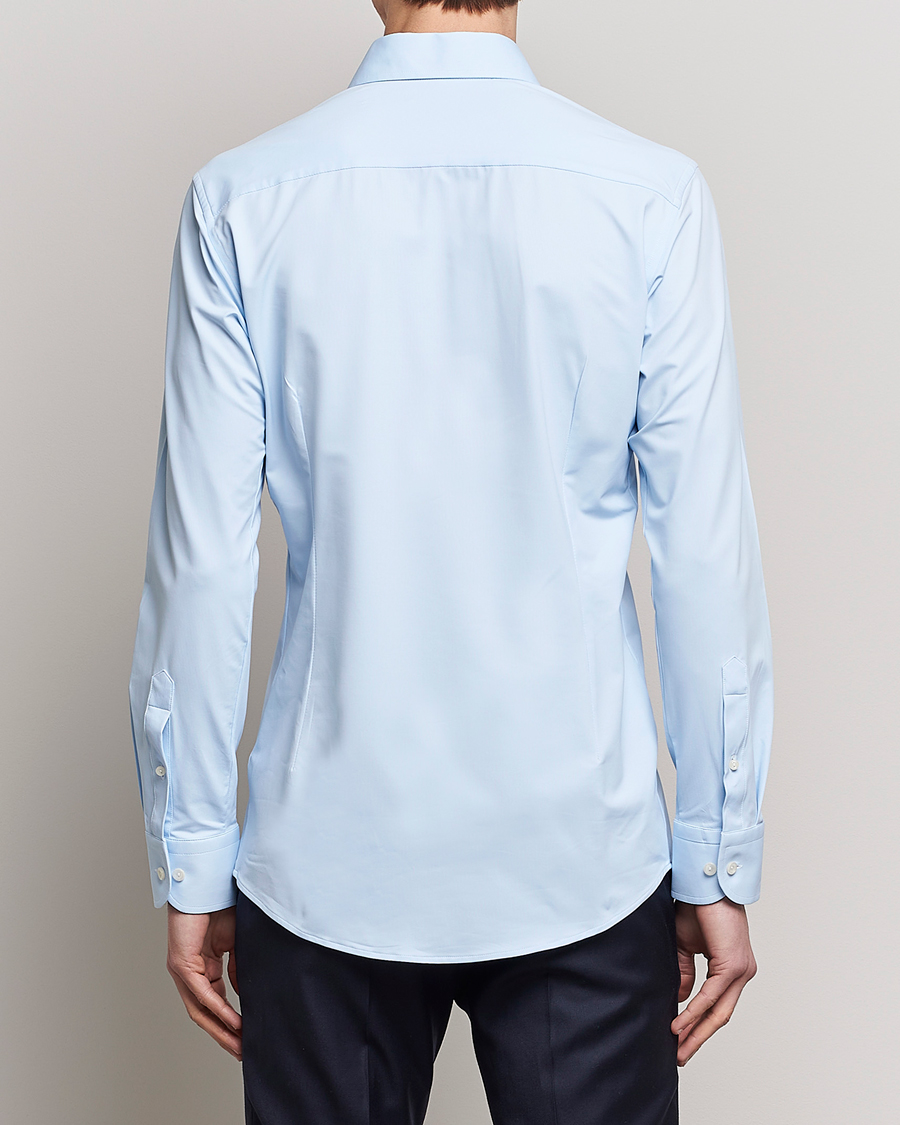 Heren | Overhemden | Eton | Slim Fit Four Way Stretch Shirt Light Blue