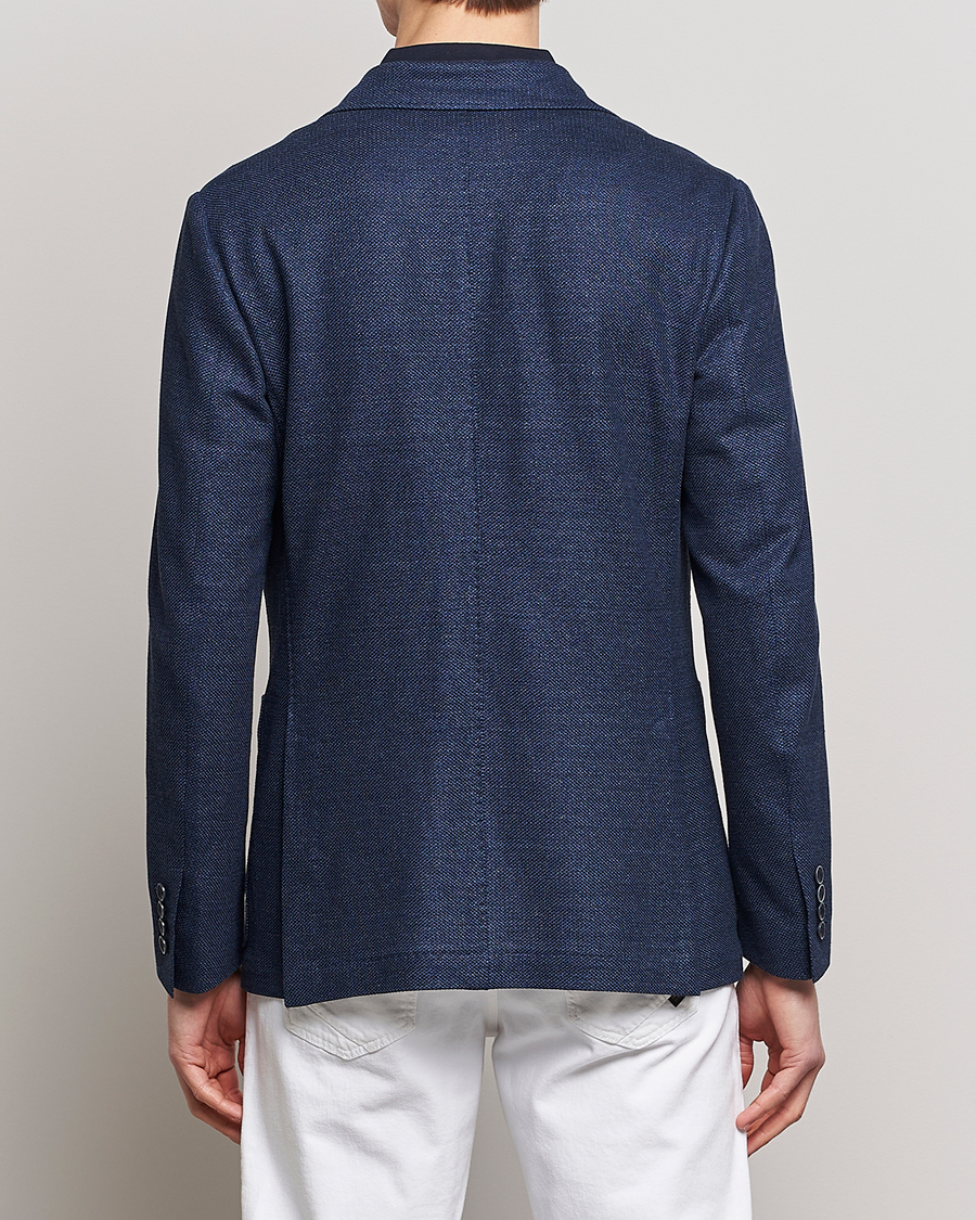 Homme | Blazers | Canali | Linen/Cotton Jersey Blazer Dark Blue
