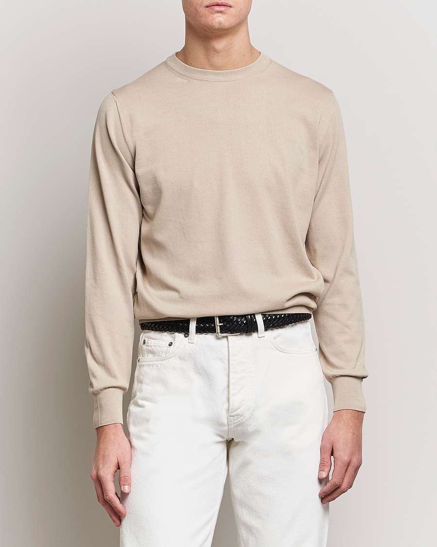 Homme | Pulls Et Tricots | Canali | Cotton Crew Neck Pullover Beige