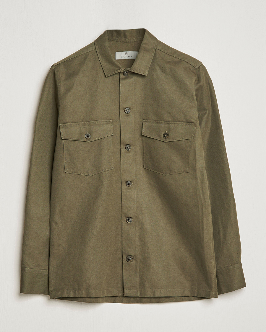 Homme | Chemises | Canali | Safari Overshirt Olive