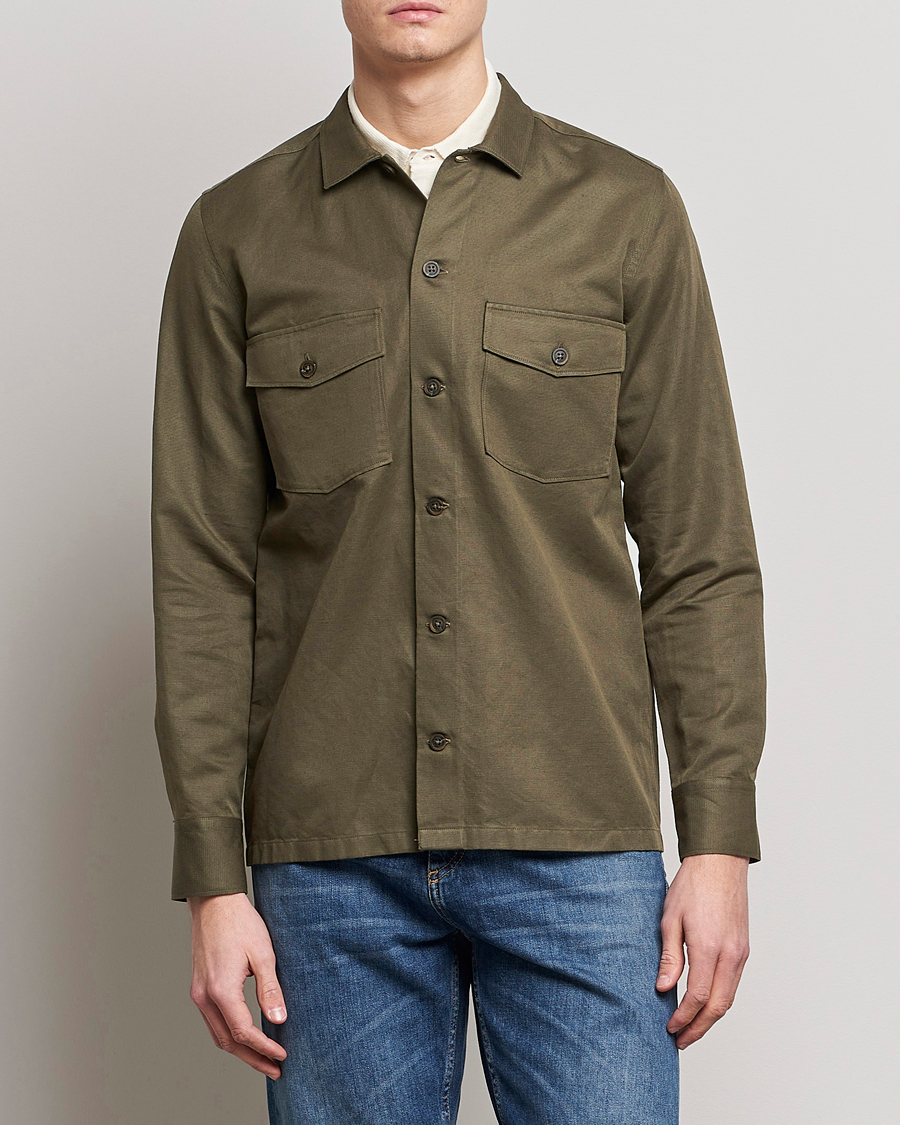 Homme | Chemises | Canali | Safari Overshirt Olive
