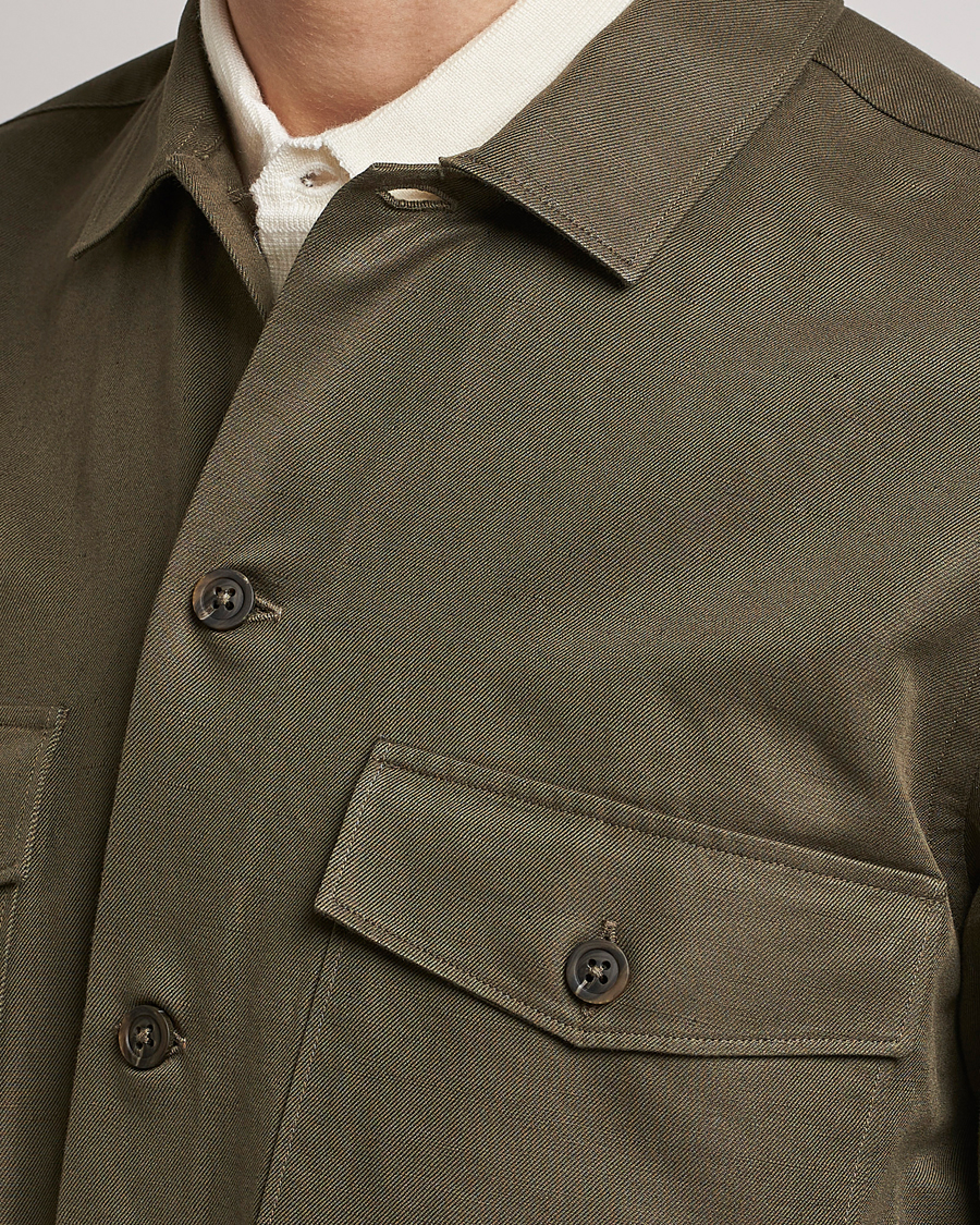 Homme | Chemises | Canali | Safari Overshirt Olive