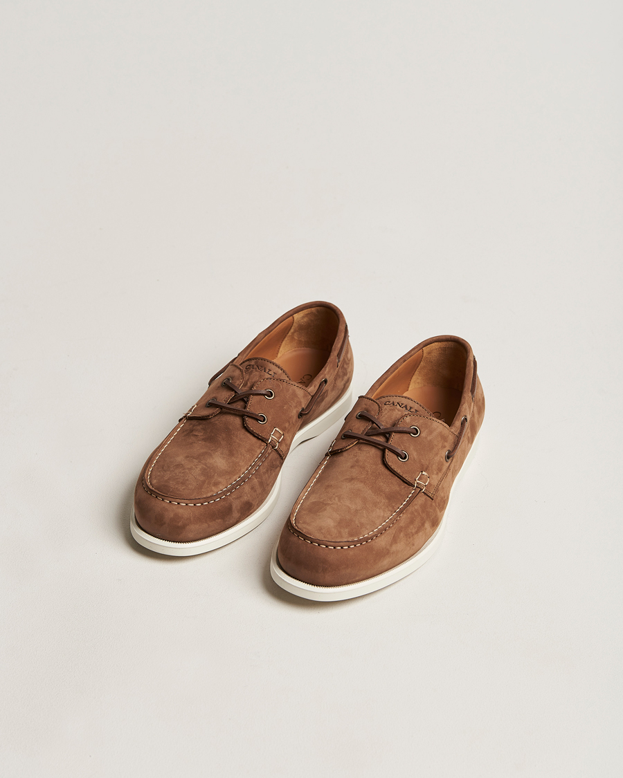 Homme | Canali Boat Shoes Dark Brown Nubuck | Canali | Boat Shoes Dark Brown Nubuck