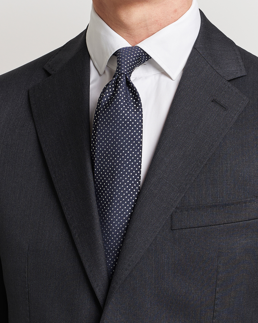 Homme | Canali Micro Dot Silk Tie Navy | Canali | Micro Dot Silk Tie Navy