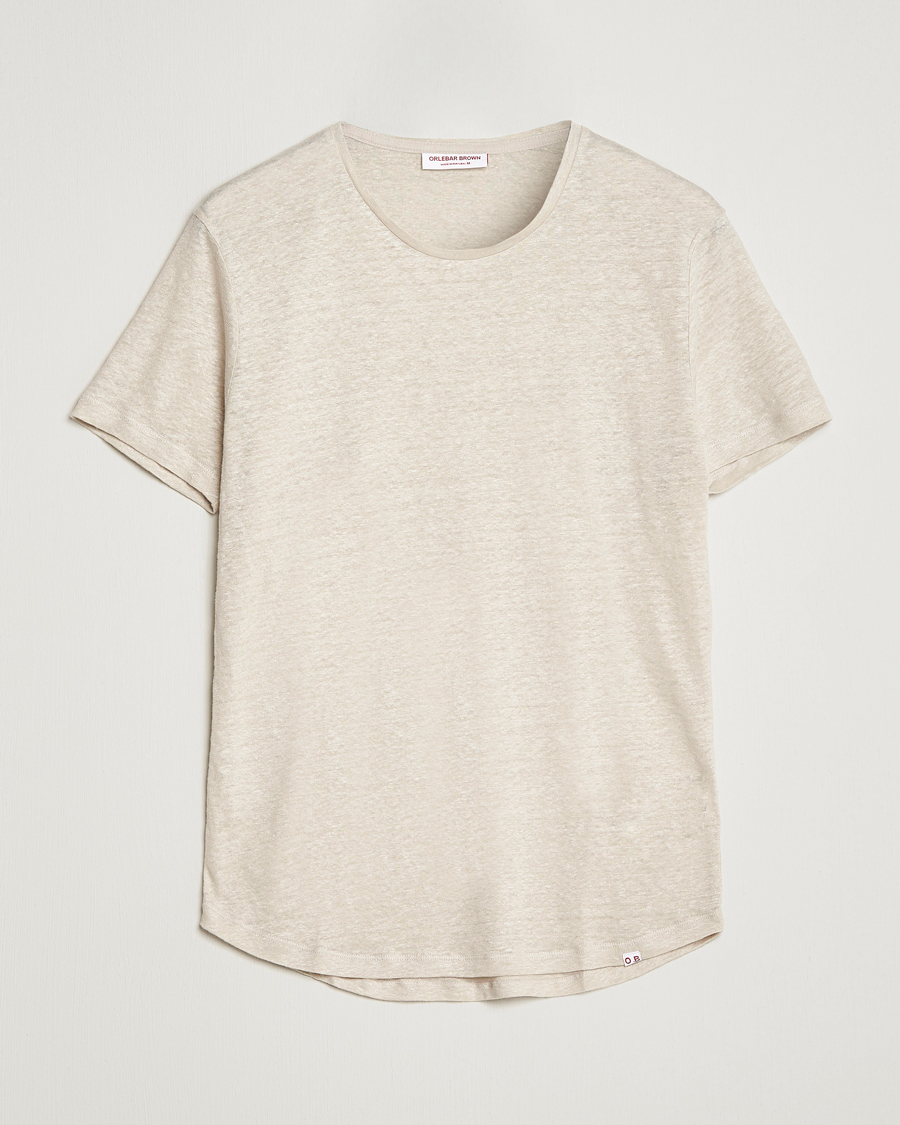Homme | T-shirts | Orlebar Brown | OB Linen Crew Neck Tee Pebble