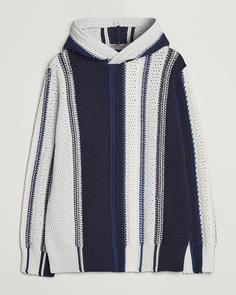 Homme | Pulls Et Tricots | Orlebar Brown | Kirk Tanami Striped Cotton Hood Sea Mist/Night Iris