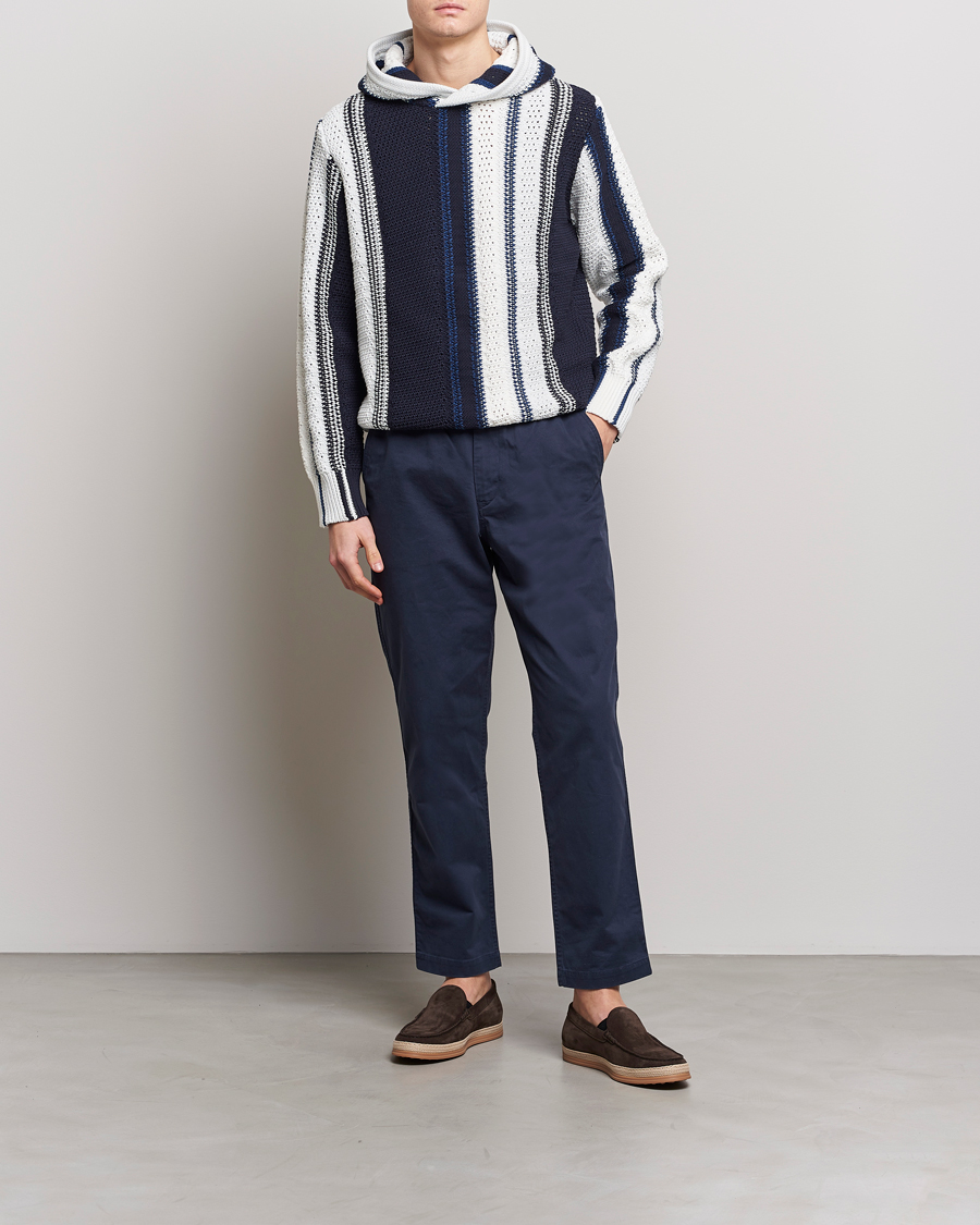 Homme | Pulls Et Tricots | Orlebar Brown | Kirk Tanami Striped Cotton Hood Sea Mist/Night Iris