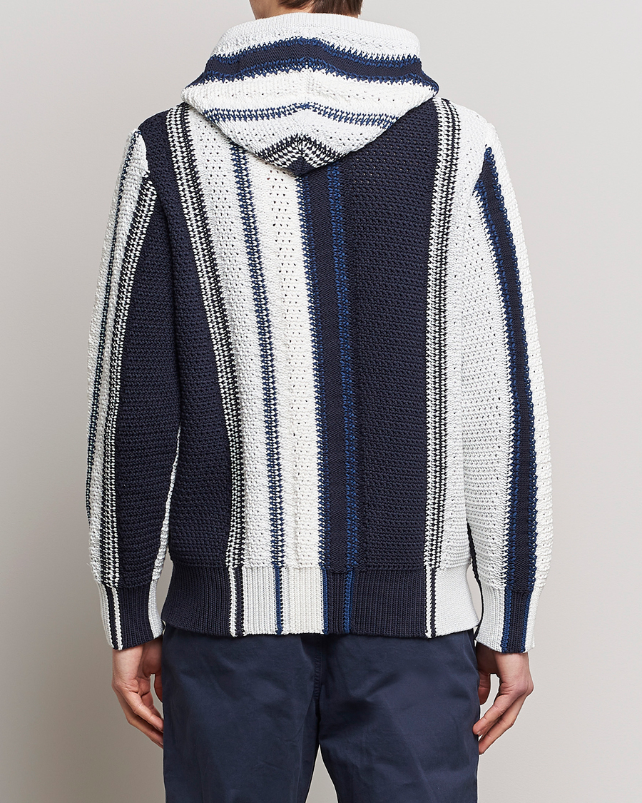 Homme | Pulls Et Tricots | Orlebar Brown | Kirk Tanami Striped Cotton Hood Sea Mist/Night Iris