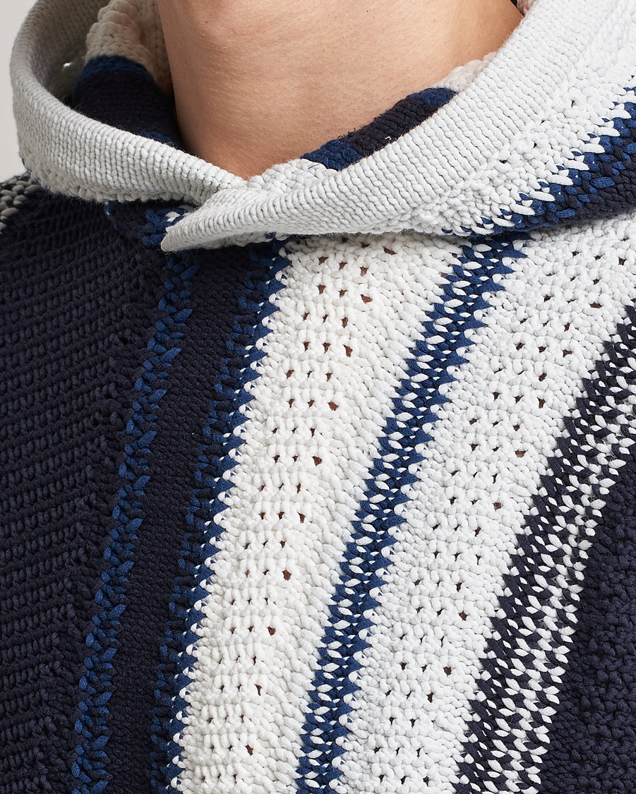Homme | Pulls Et Tricots | Orlebar Brown | Kirk Tanami Striped Cotton Hood Sea Mist/Night Iris