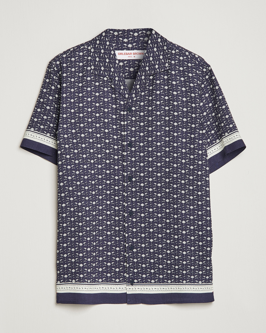 Homme | Chemises | Orlebar Brown | Hibbert Bandana Viscose/Linen Shirt Dark Sapphire