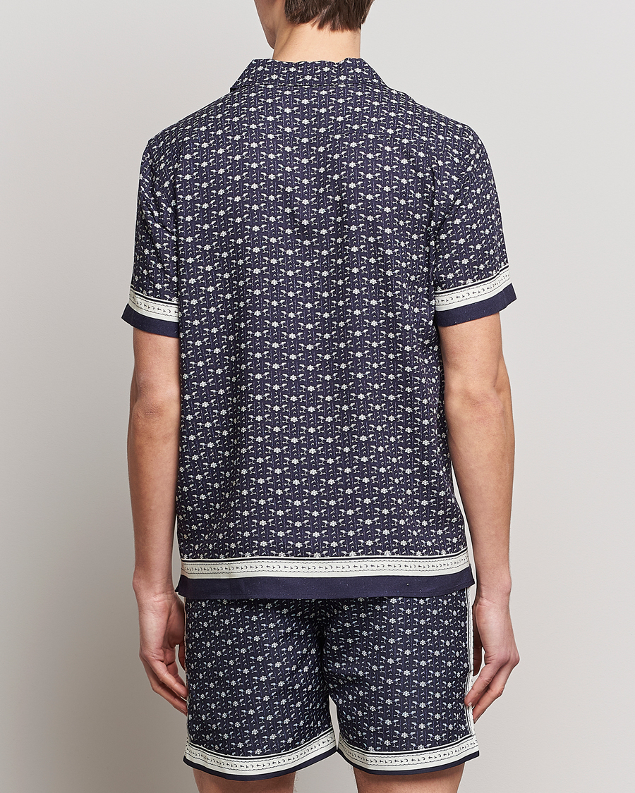 Heren | Overhemden | Orlebar Brown | Hibbert Bandana Viscose/Linen Shirt Dark Sapphire