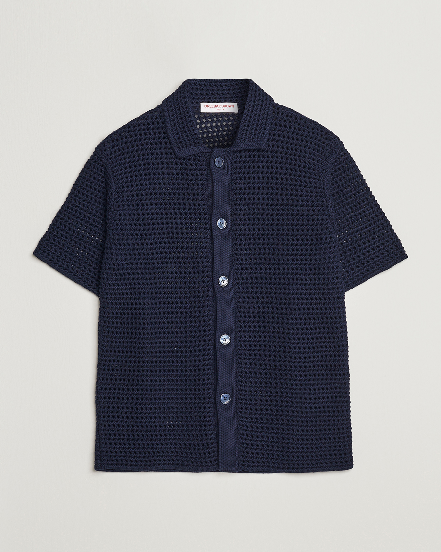 Homme | Chemises | Orlebar Brown | Thomas Crochet Heavy Knitted Cotton Shirt Night Iris