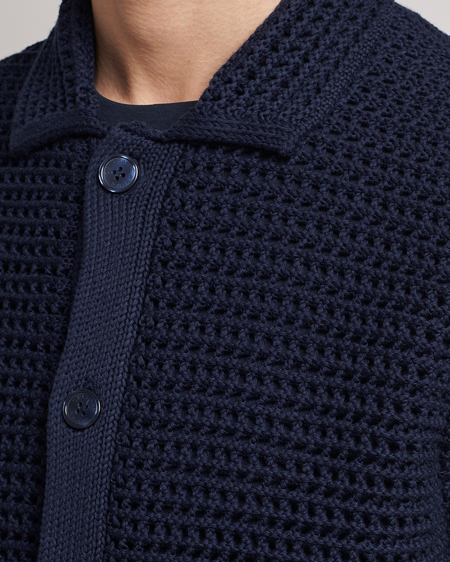 Heren | Overhemden | Orlebar Brown | Thomas Crochet Heavy Knitted Cotton Shirt Night Iris