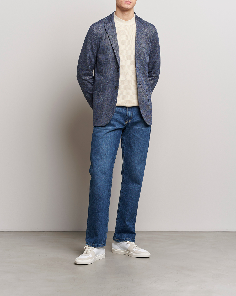 Homme | Blazers | Harris Wharf London | Linen Blend Blazer Denim