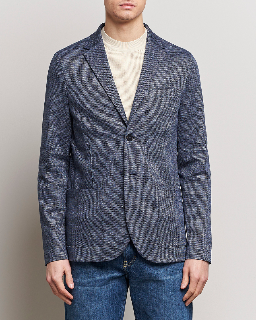Homme | Blazers | Harris Wharf London | Linen Blend Blazer Denim