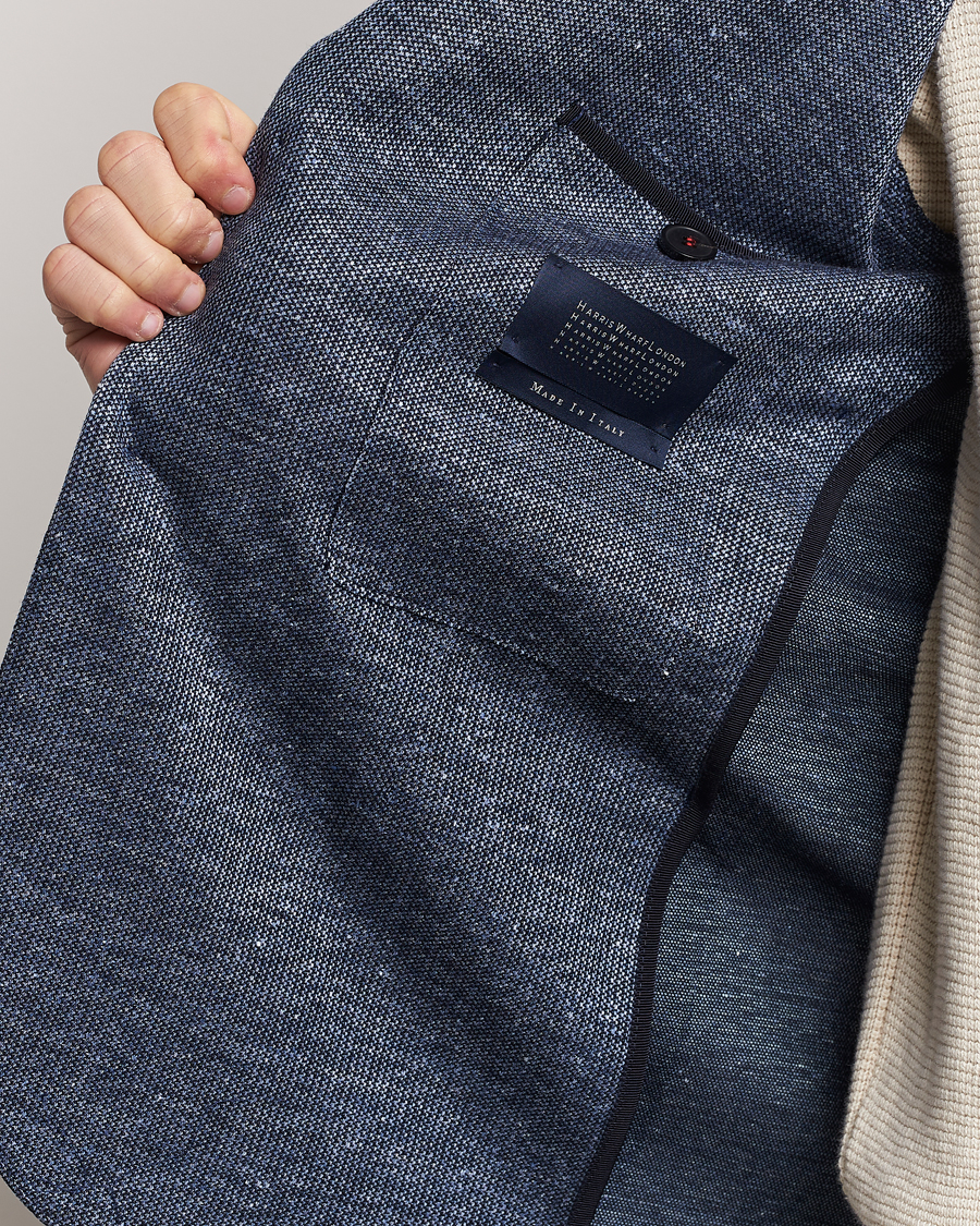 Homme | Blazers | Harris Wharf London | Linen Blend Blazer Denim