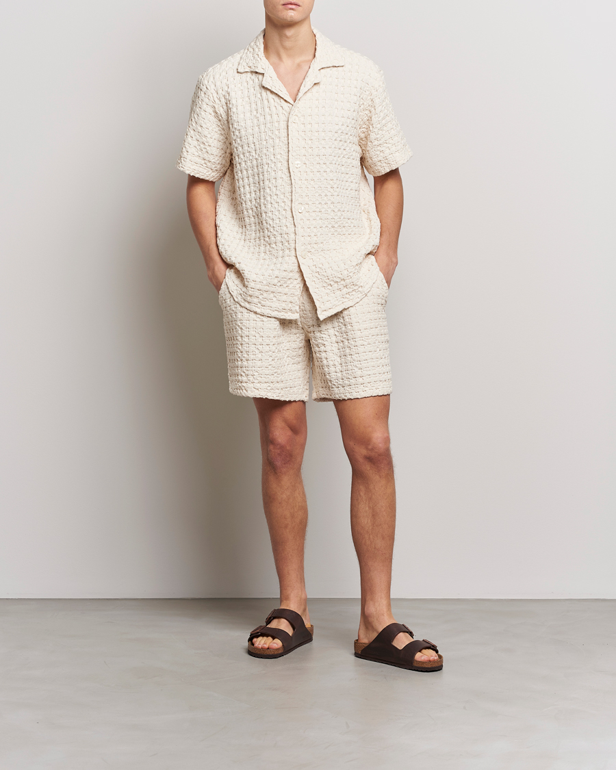 Heren | Overhemden | OAS | Cuba Waffle Shirt Ecru