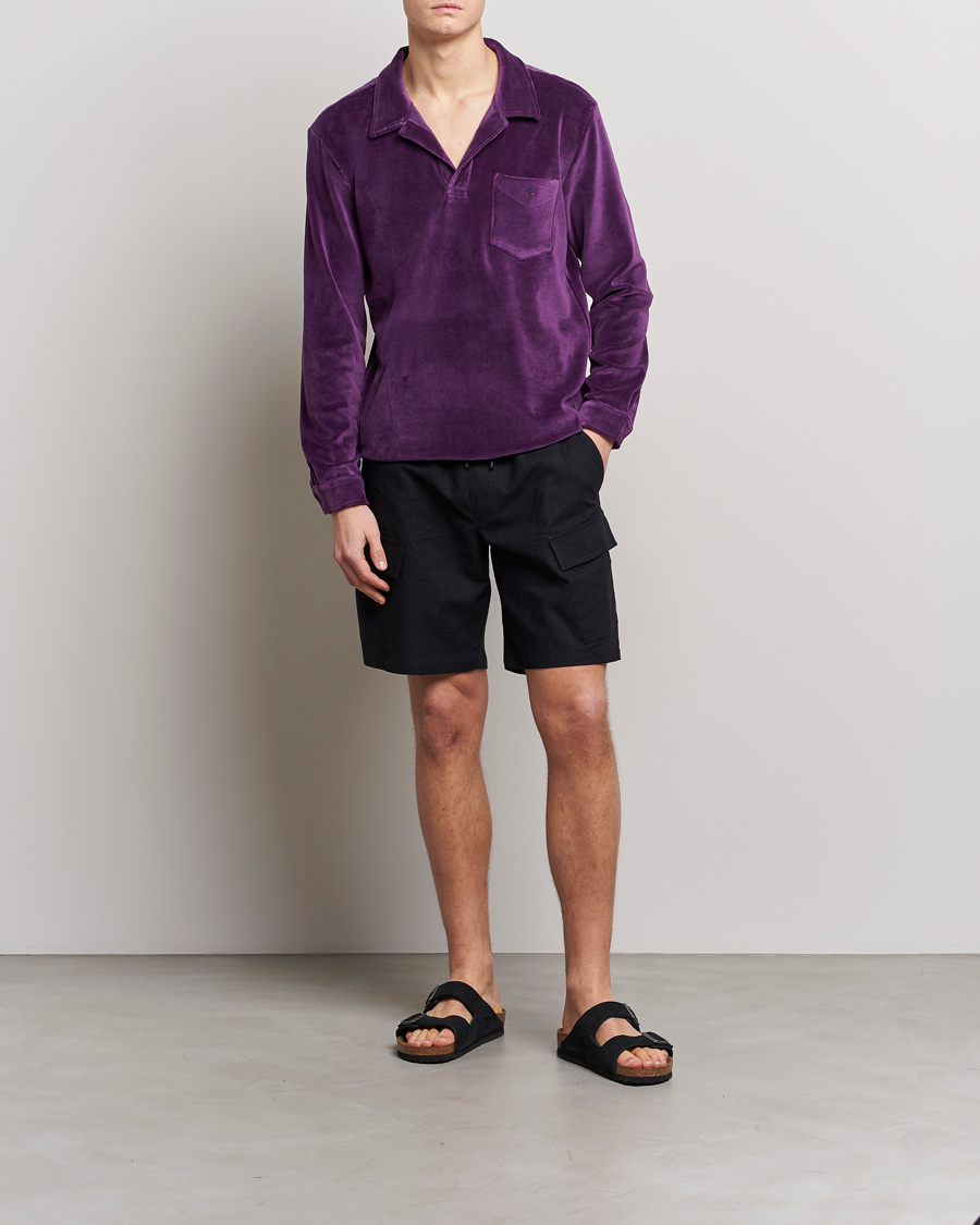 Homme | Chemises | OAS | Long Sleeve Velour Shirt Purple
