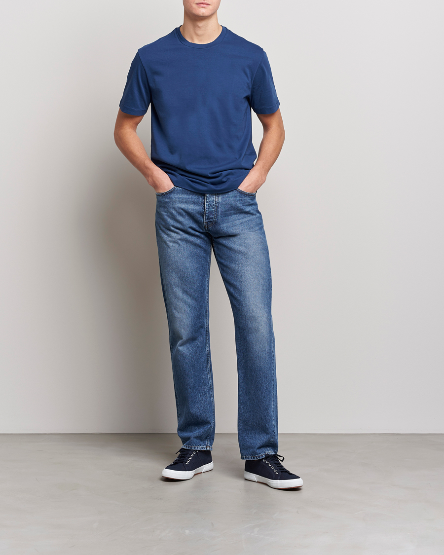 Homme | T-shirts | Boglioli | Short Sleeve T-Shirt Washed Navy