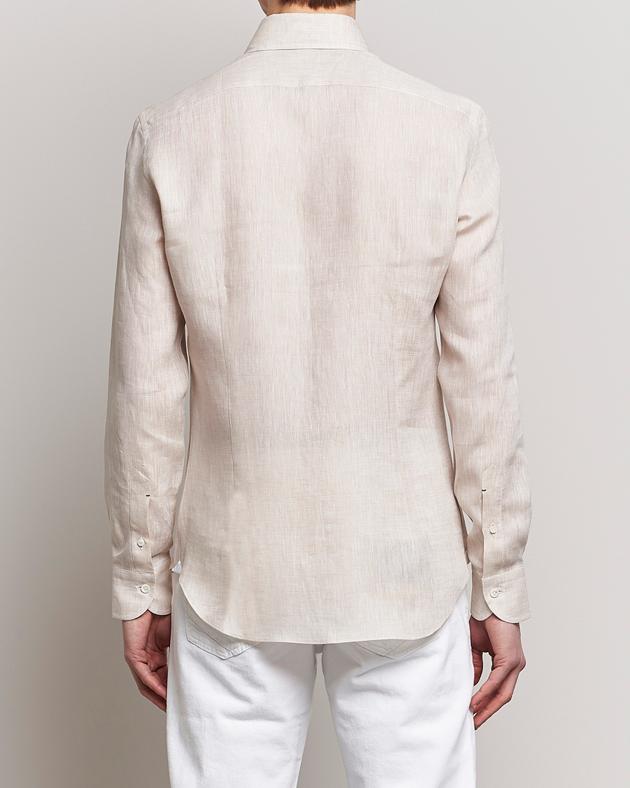 Homme | Chemises | Mazzarelli | Soft Linen Button Down Shirt Beige