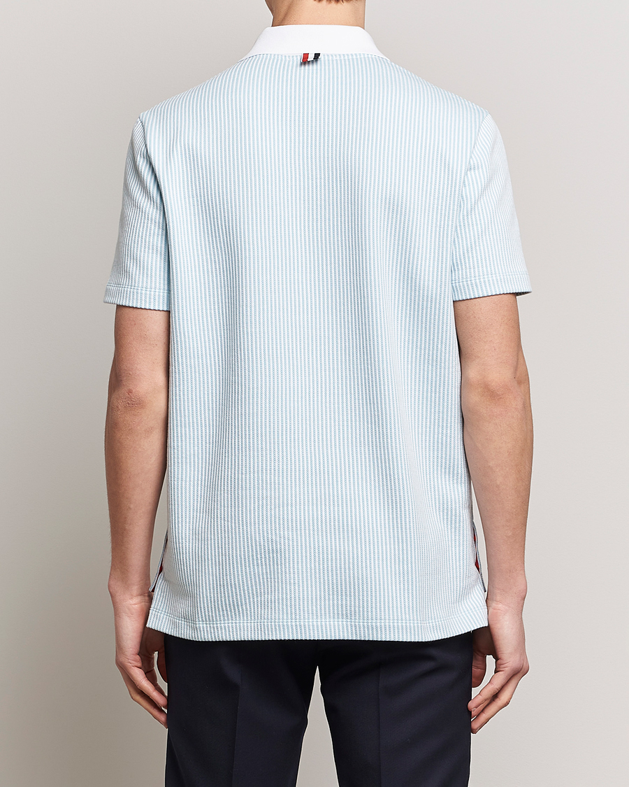 Homme | Polos | Thom Browne | Short Sleeve Seersucker Polo Light Blue